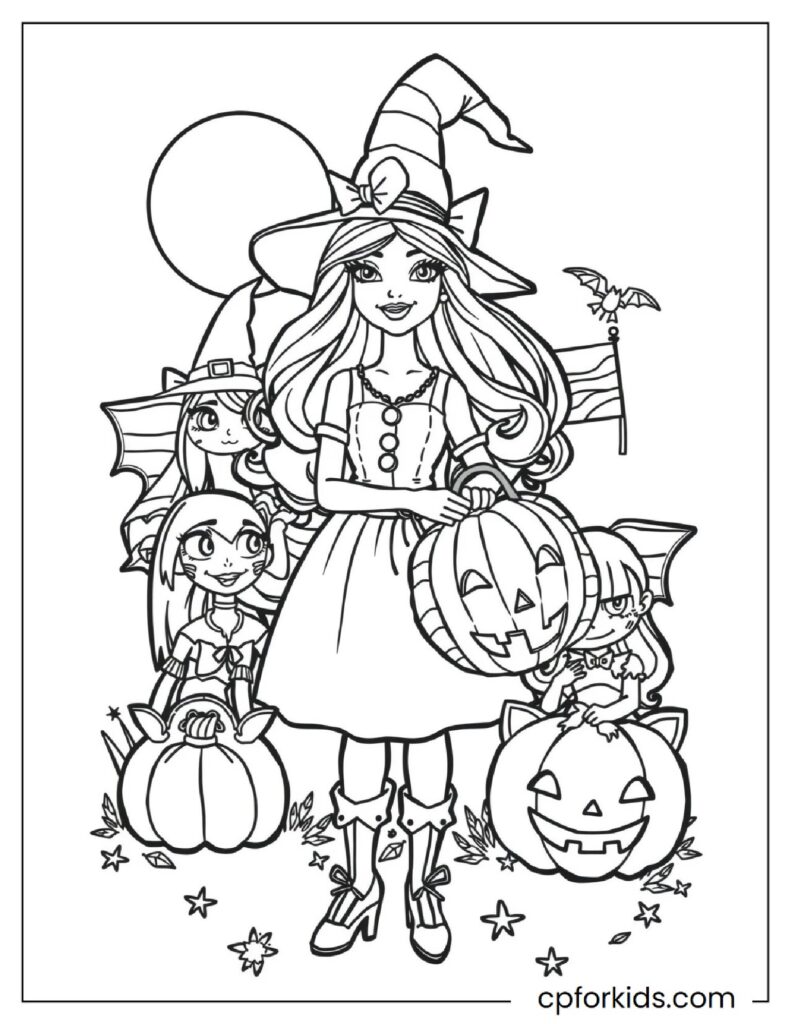 Barbie Holding A Pumpkin Basket In Her Halloween Costume