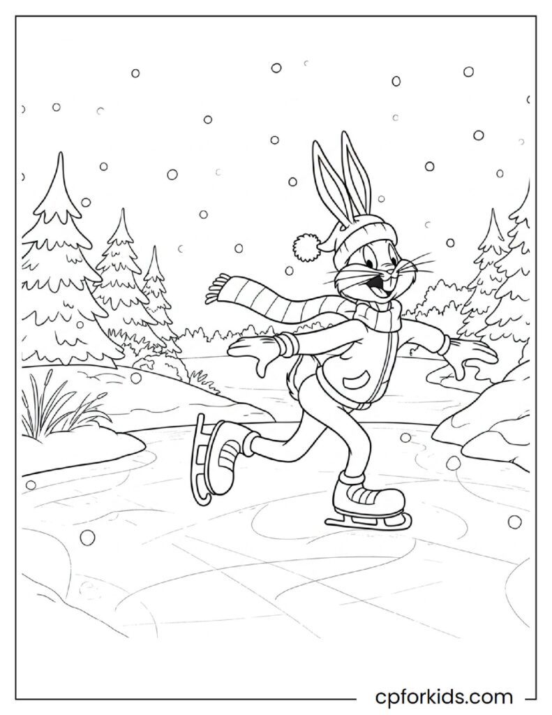 Bugs Bunny Ice Skating With His Cute Scarf And Hat