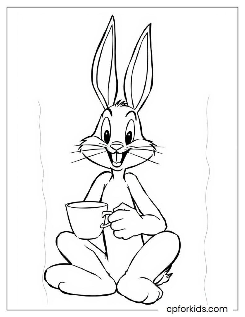 Chilled Bugs Bunny Tries To Warm Up With a Hot Cup Of Tea