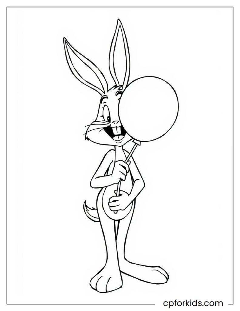 Cute Rabbit Bugs Bunny Touches a Balloon For The First Time