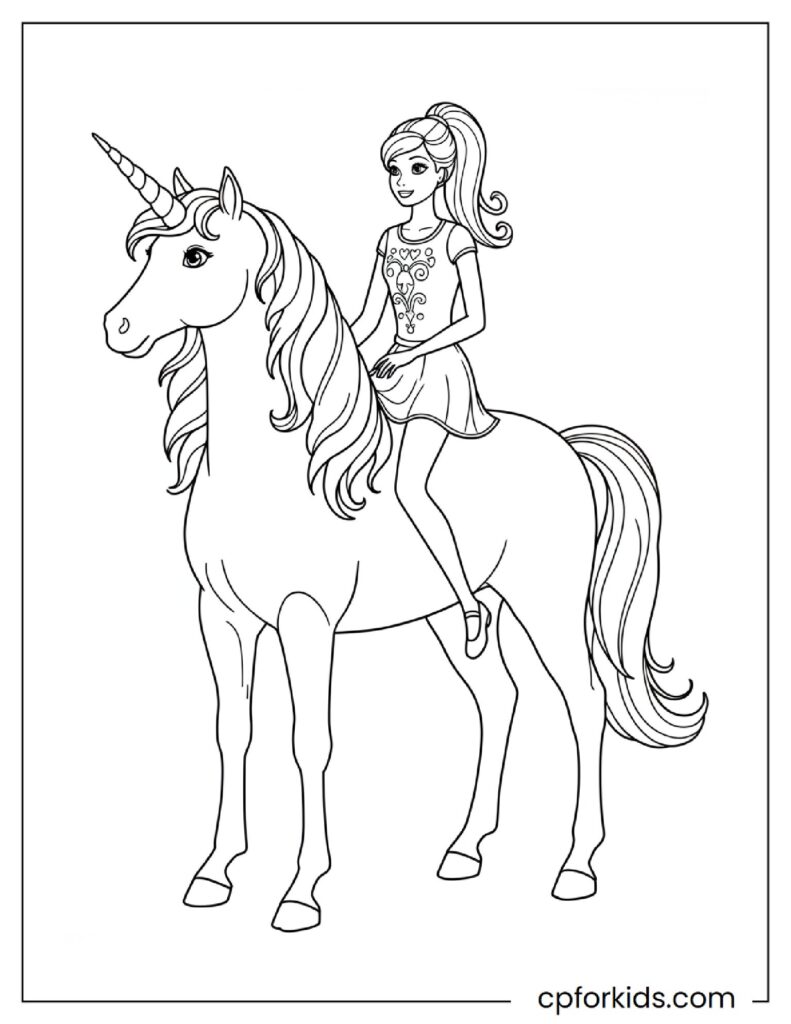Disney Princess Barbie Riding On Her Unicorn Horse