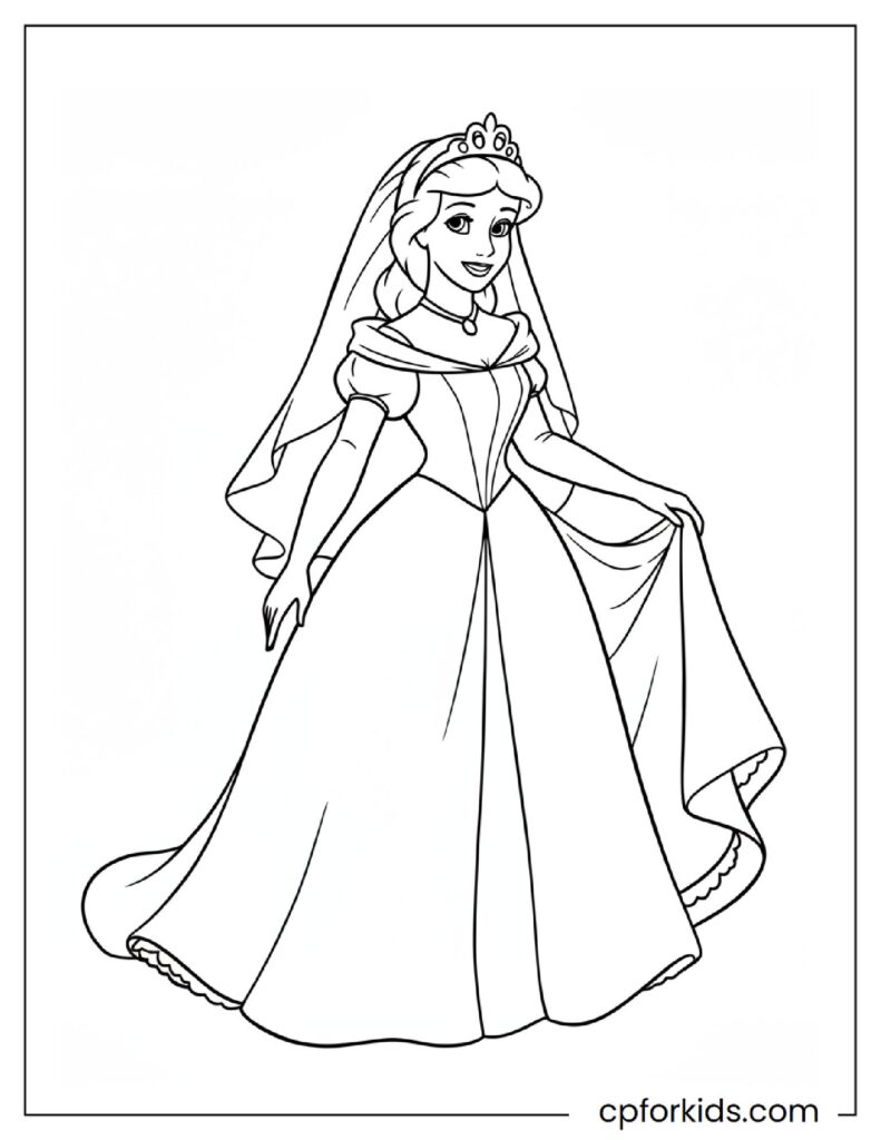 Free Princess Married Barbie Coloring Pages For Kids