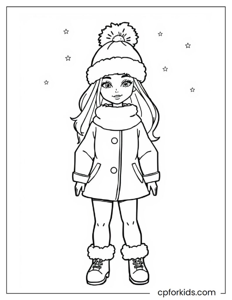 Little Cute Barbie Looks So Cute With Her Winter Coat And Furry Hat