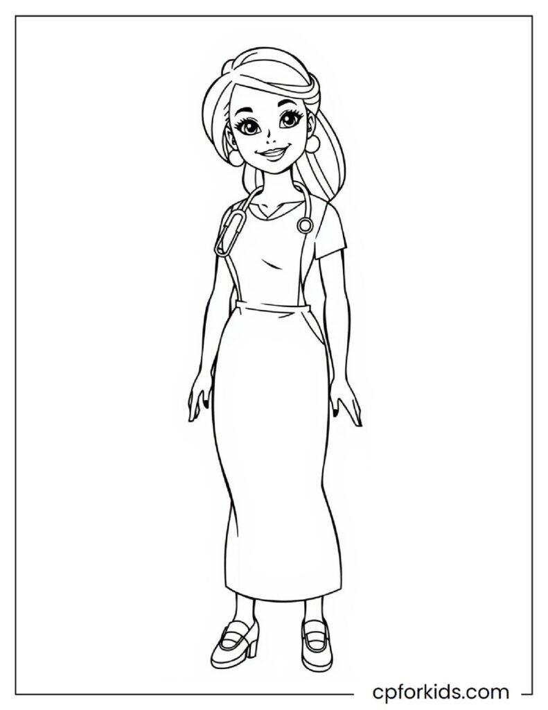 Nurse Barbie Coloring Pages Free