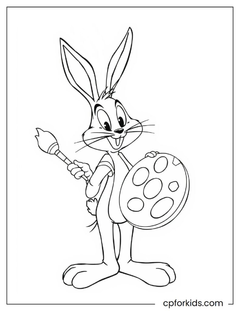 Painter Bugs Bunny Paints a Portrait Of Yosemite Sam coloring
