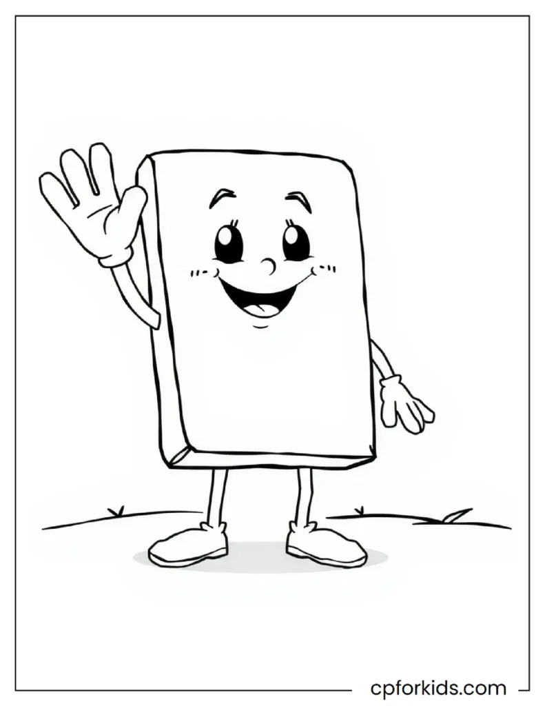 A Smiling Chocolate Bar Coloring Page with Tiny Arms and Legs