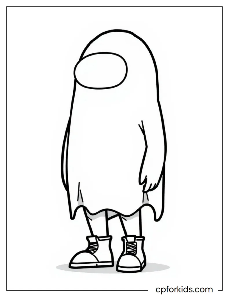 Free printable coloring page of Among Us character wearing a ghost costume.