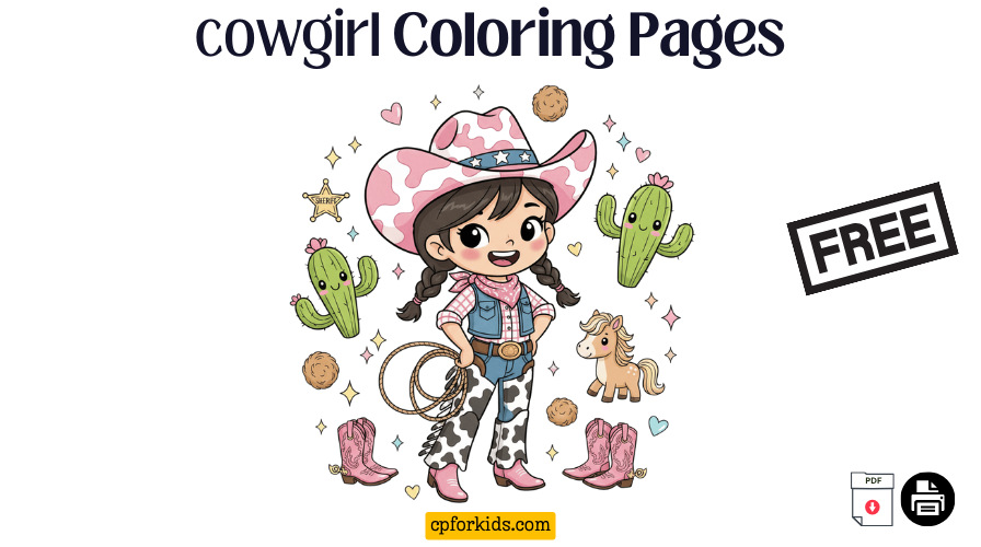 Cowgirl Coloring Pages for Kids – Free Printable PDF