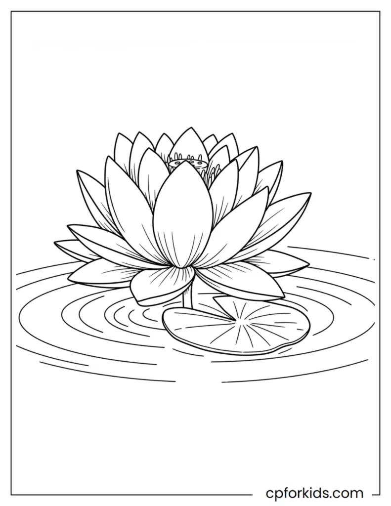 Hand-drawn flower coloring page with blooming roses and detailed petals