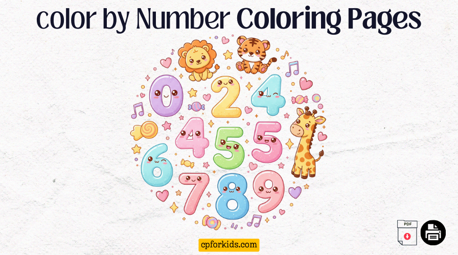 Color by Number Coloring Pages (1 to 10) for Early Learning