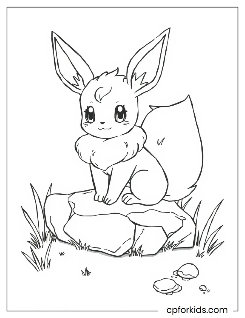 Pokemon Eevee Happy Coloring Page Free Printable PDF