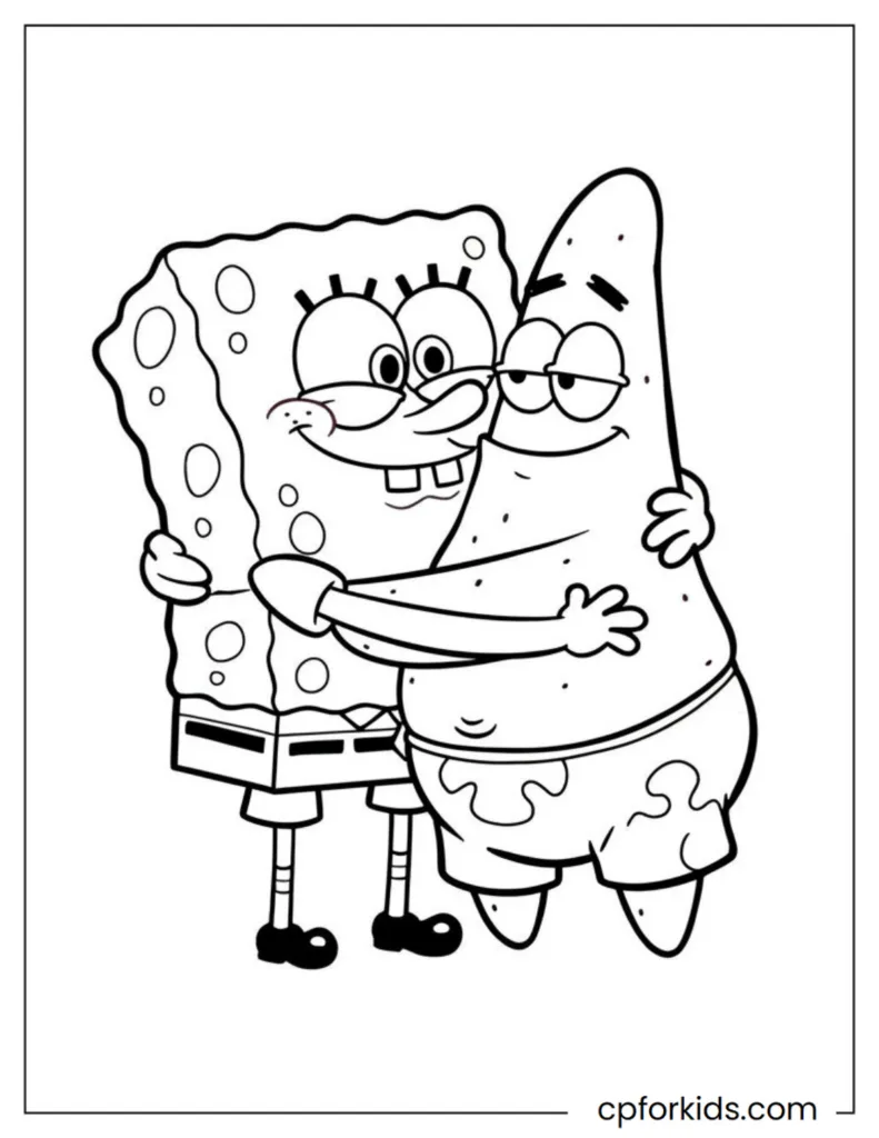 Collection of 50+ SpongeBob coloring pages showcasing SpongeBob, Patrick, Squidward, Sandy, and various scenes from Bikini Bottom