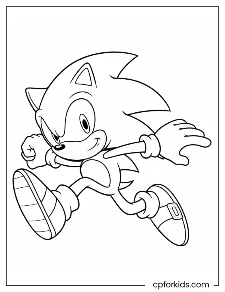 Best Sonic Coloring Pages for Kids, Teens & Adults 4 Classic Sonic Coloring Page featuring the original design, great for nostalgic adults.