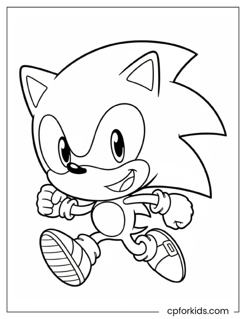 Best Sonic Coloring Pages for Kids, Teens & Adults 5 Cute Baby Sonic Coloring Page drawing, an adorable printable art page for kids.