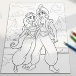 Aladdin & Jasmine Coloring Pages (Free Printable PDF Set)