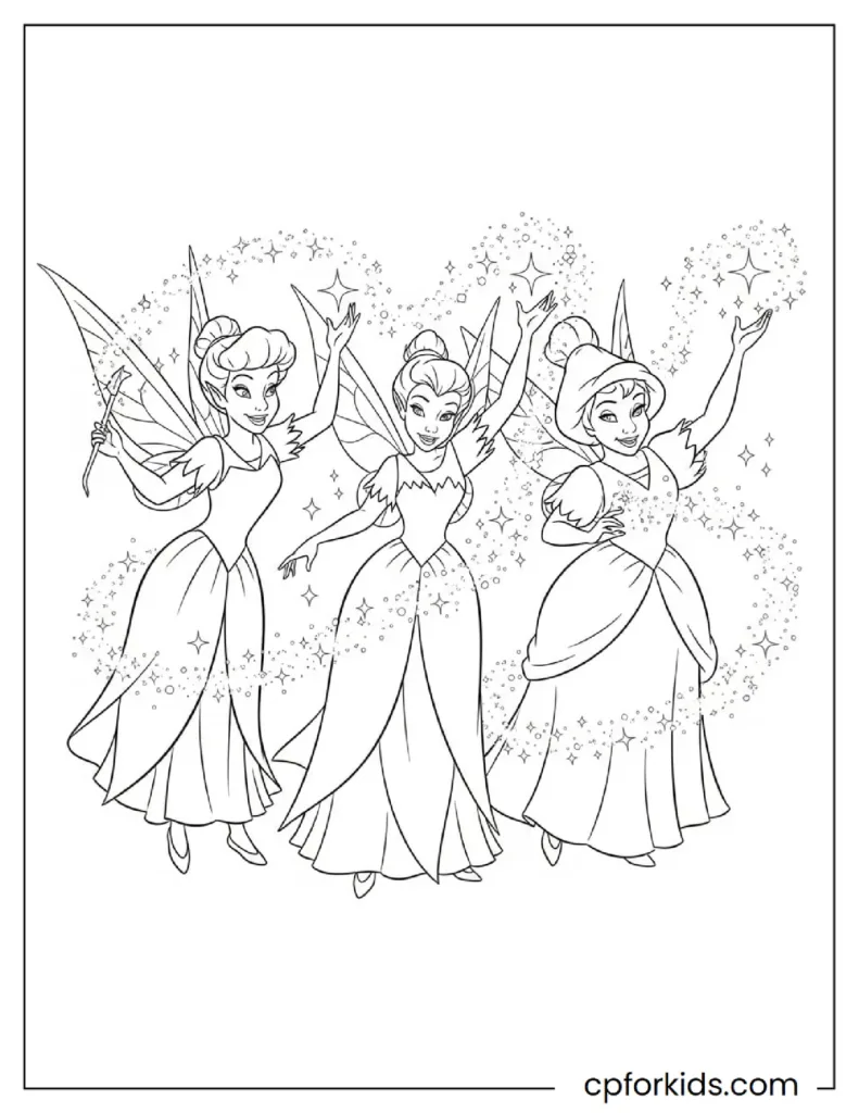 The three Sleeping Beauty fairies casting magic together