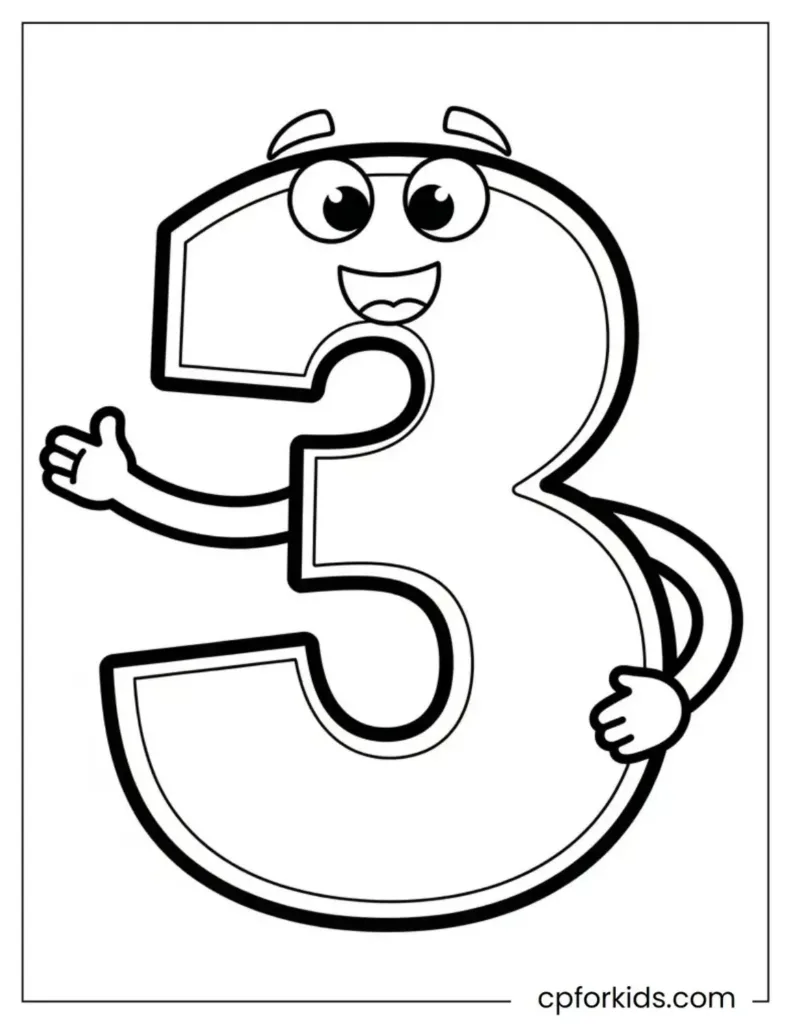 Cartoon-style coloring page number 3 with a friendly design.