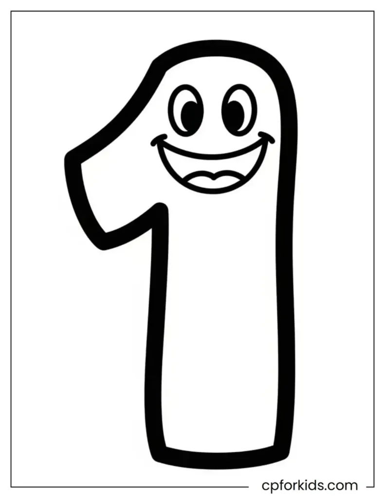 Cute number 1 coloring page for preschool education.