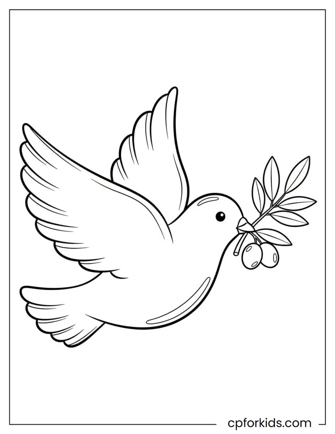 Dove in flight with wings spread