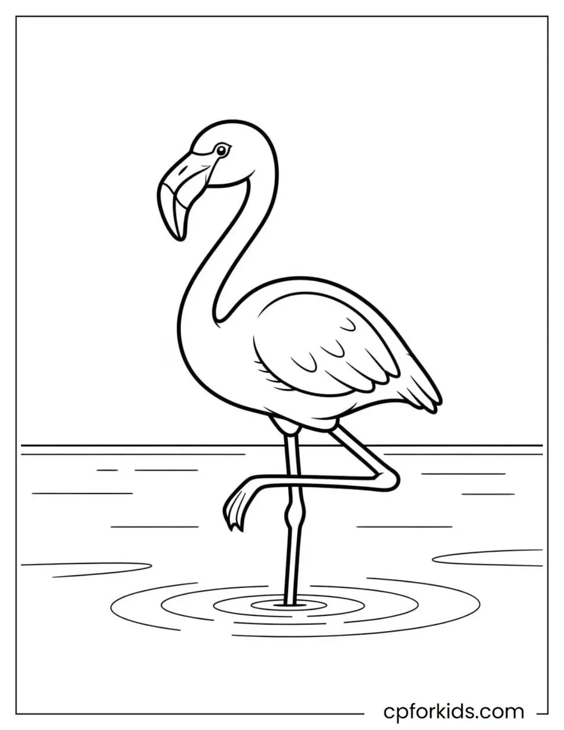 Flamingo standing on one leg in water