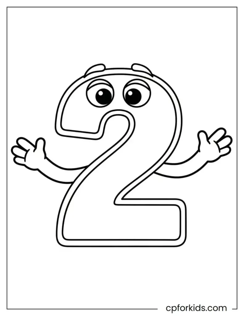 A fun and funny number 2 coloring activity for kids.