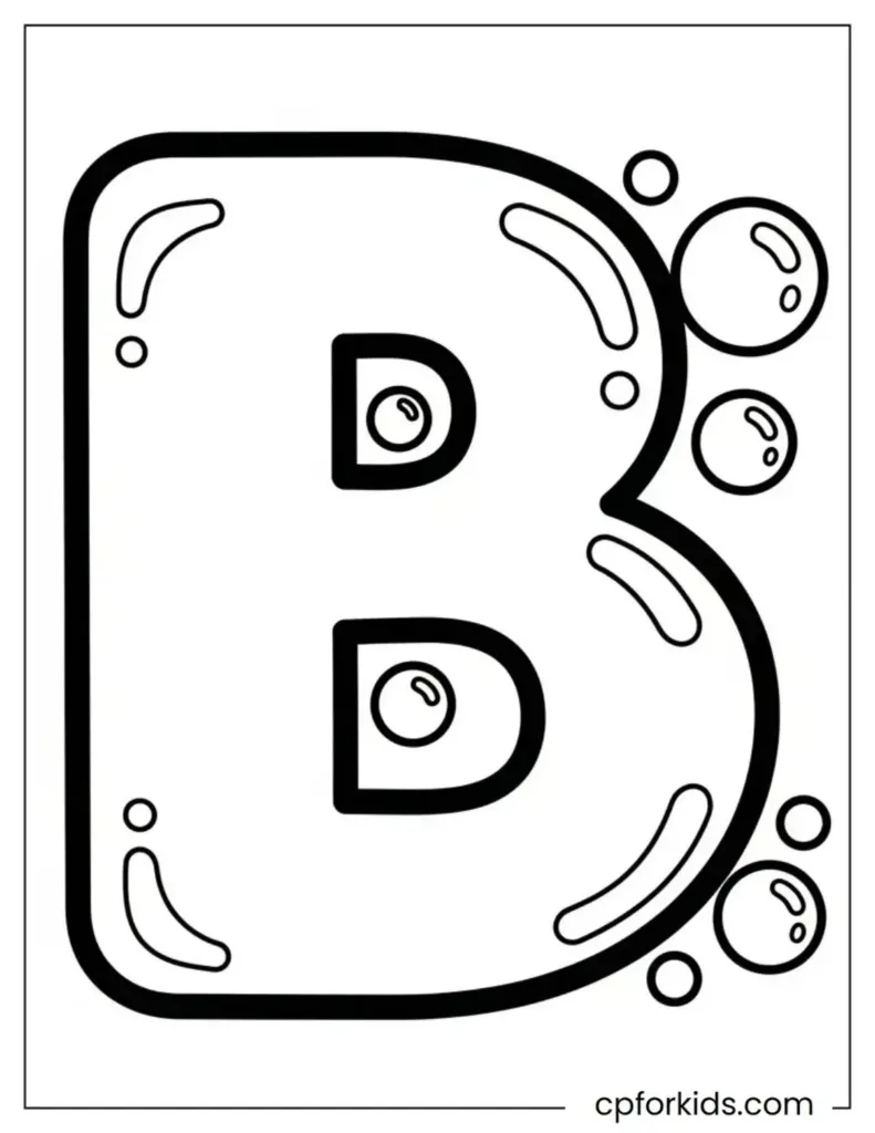 A large letter B in the style of a black and white balloon for coloring.