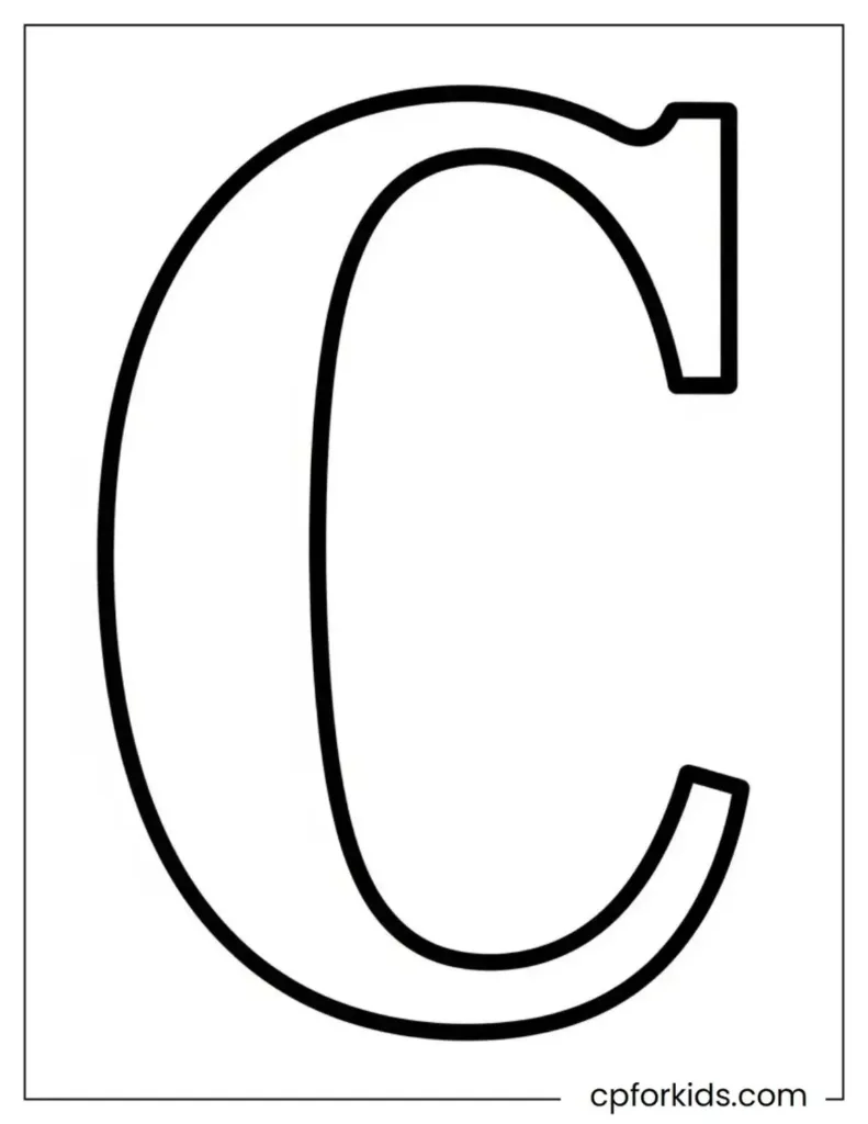 A large letter C outlined simply on a white background.