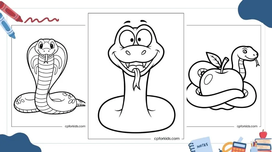 Snake Coloring Pages 1 Simple black outline snake coloring pages that children can print and color.