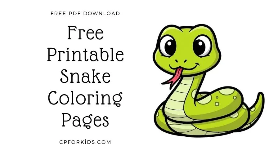 A collection of various snake coloring pages featuring baby snakes, cartoon designs, cobras, and pythons.