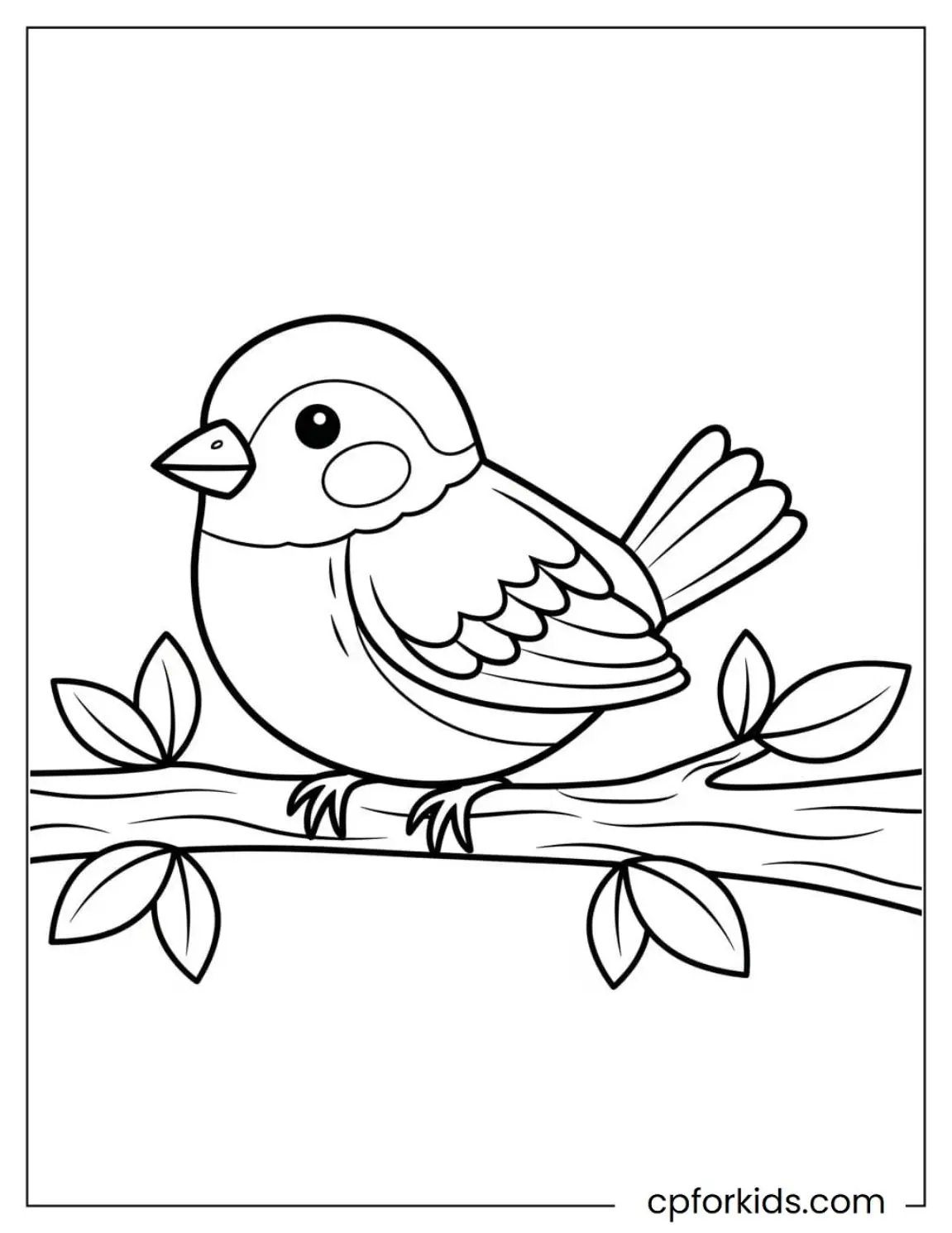Sparrow perched on a leafy branch