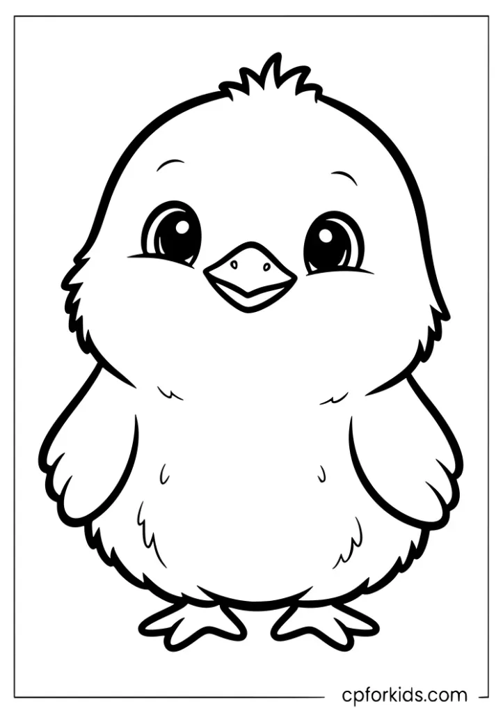 Baby chick coloring page with simple outlines for preschool kids