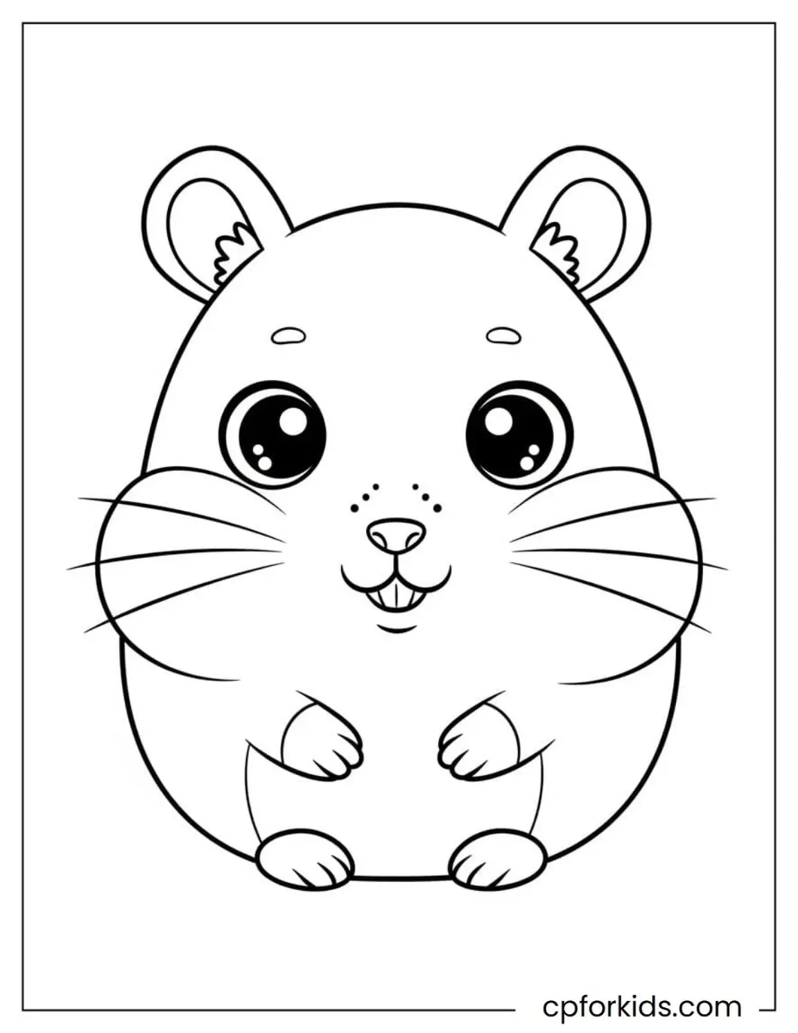 Baby hamster sitting with round cheeks and small paws
