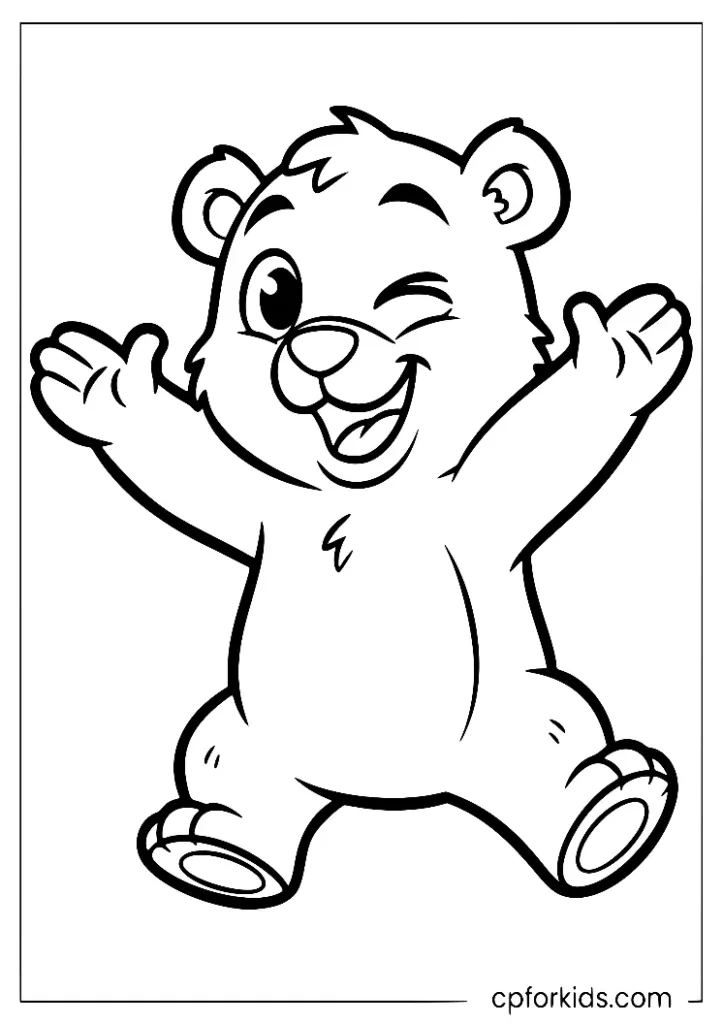 Cartoon bear coloring page for toddlers