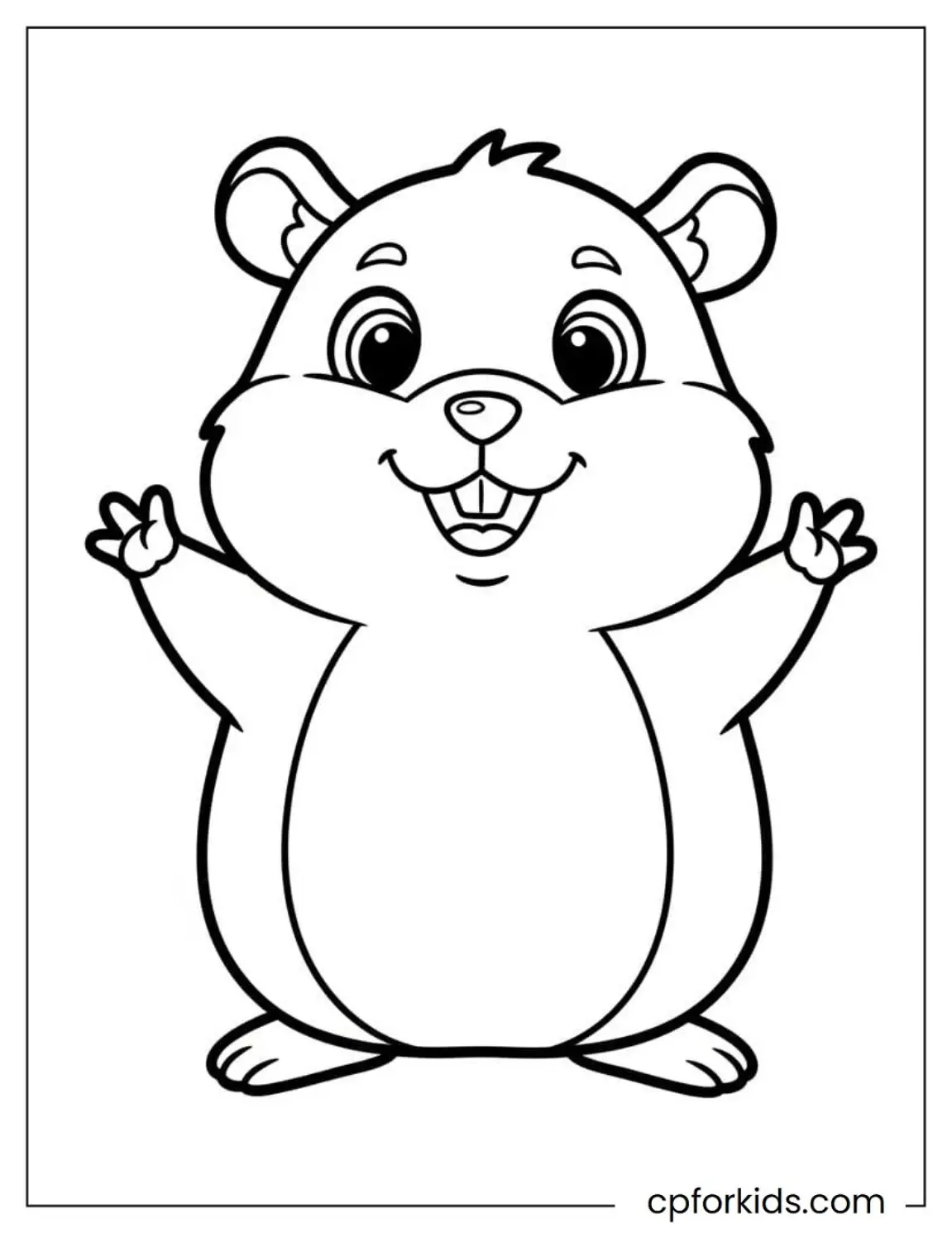 Simple cartoon hamster standing with open front paws