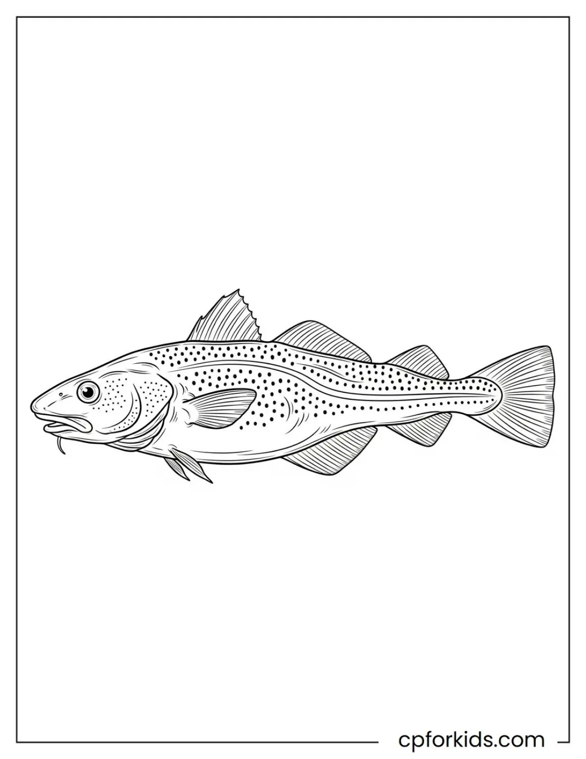Cod fish with long body and detailed fins