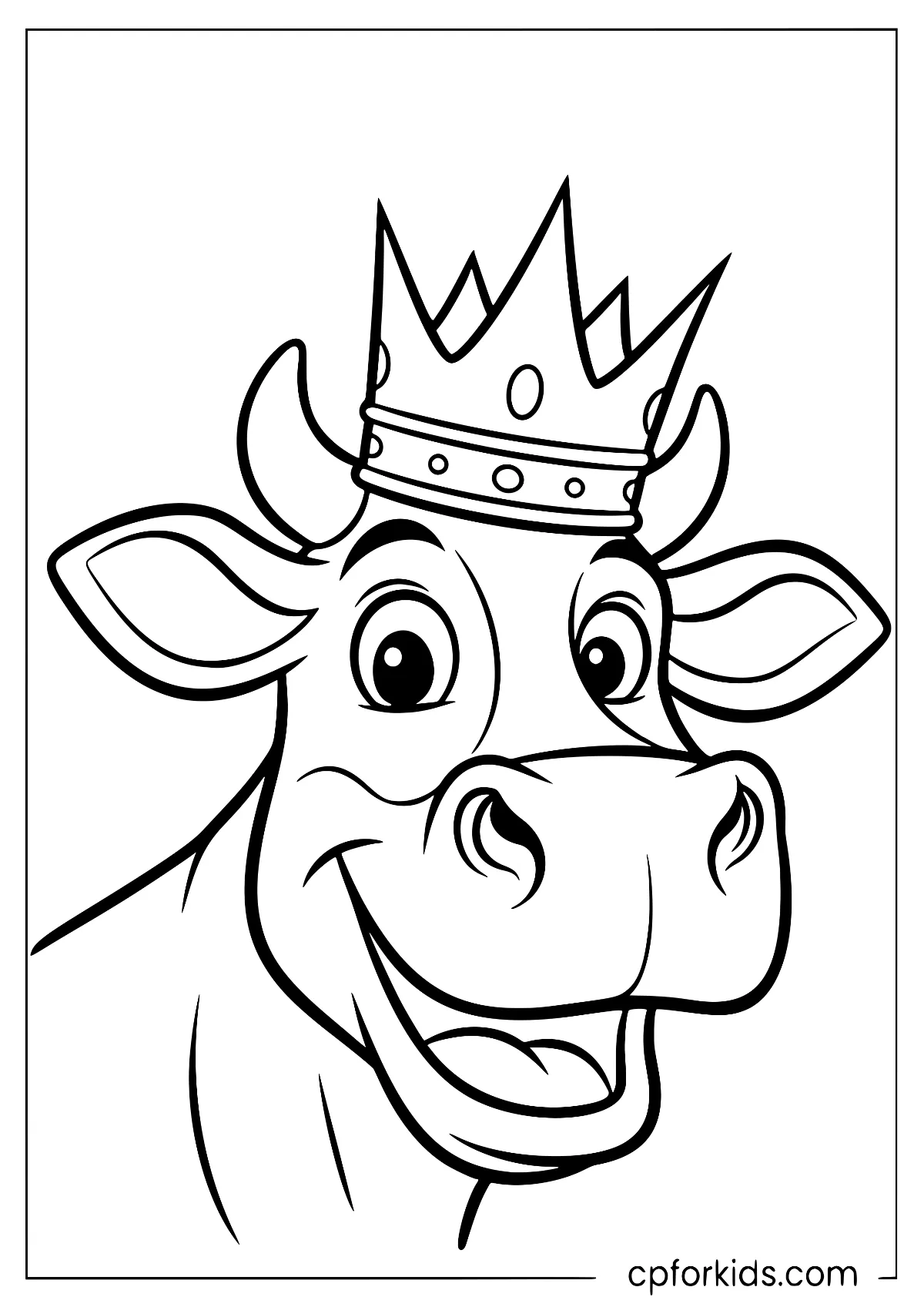 Smiling cow wearing a crown