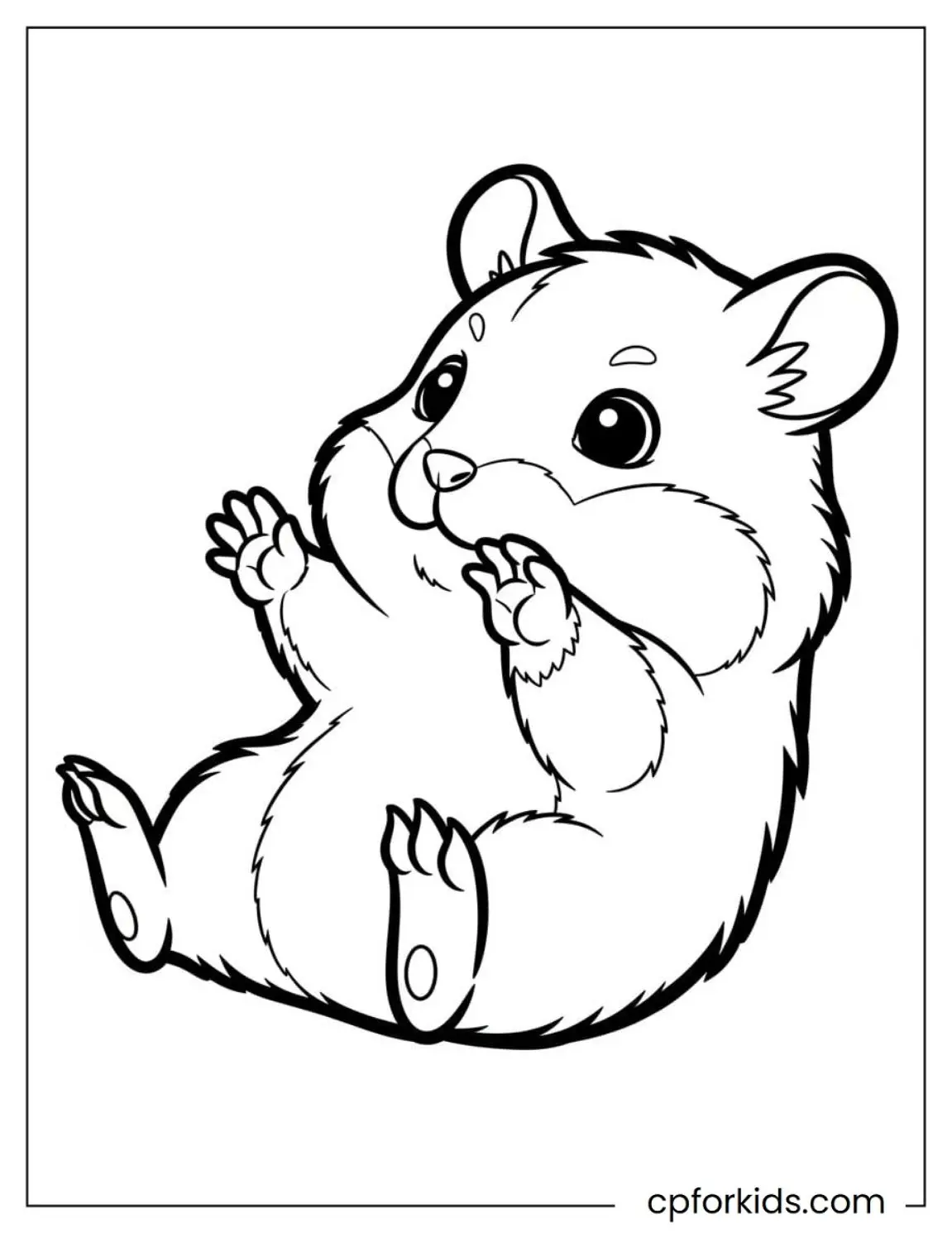 Baby hamster lying on back with paws raised