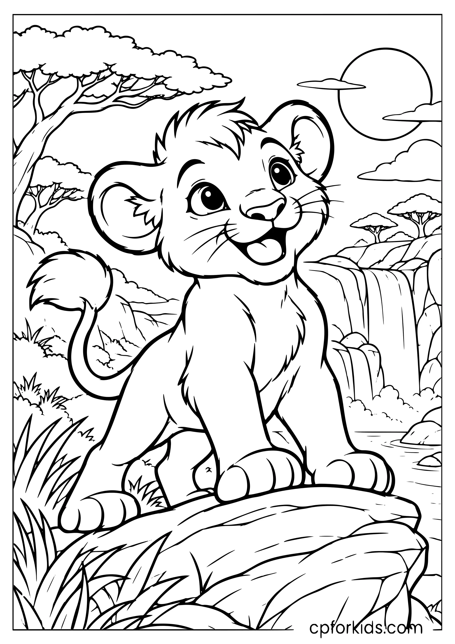 Cute lion cub with a friendly expression