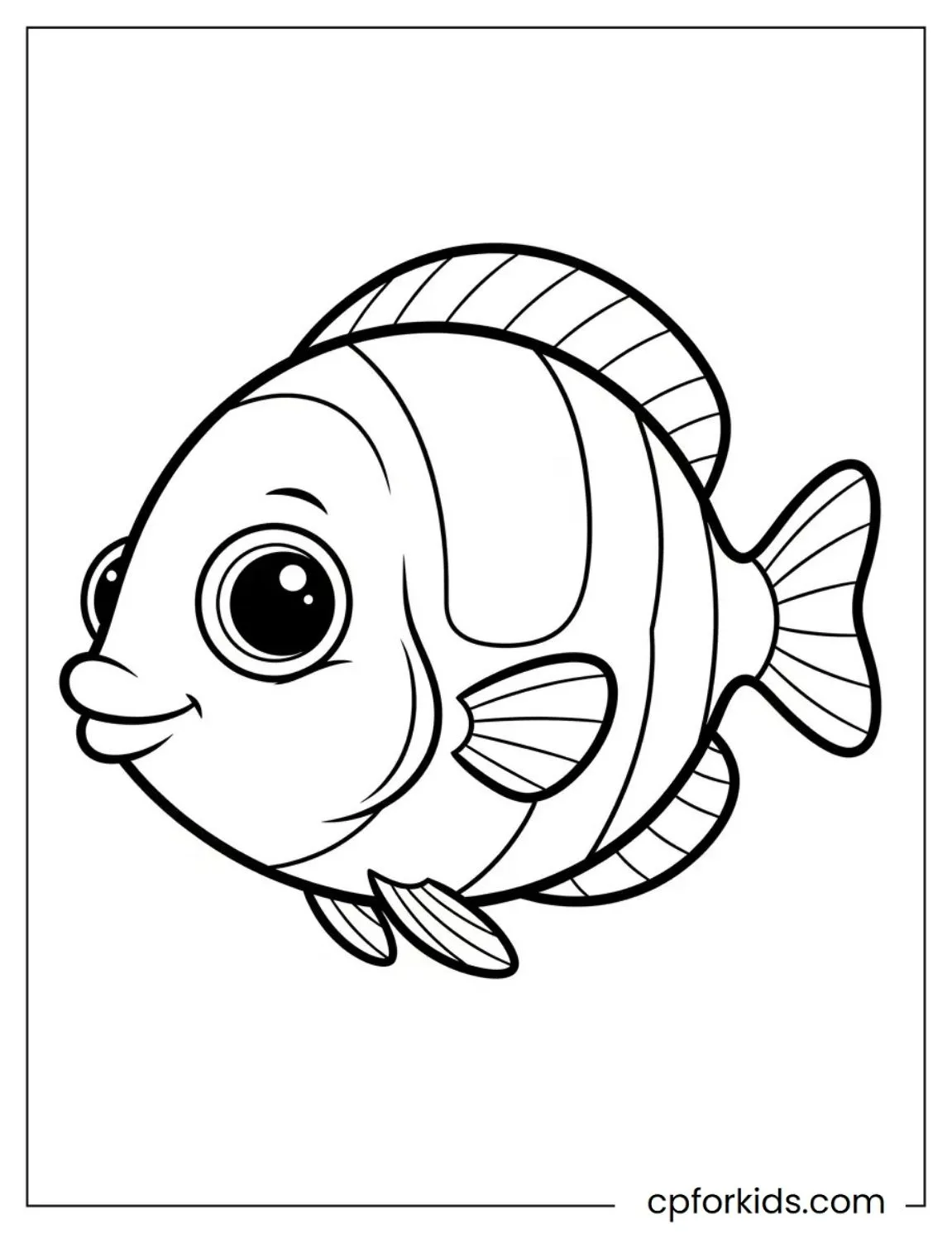 Round tropical fish with large eye and fins