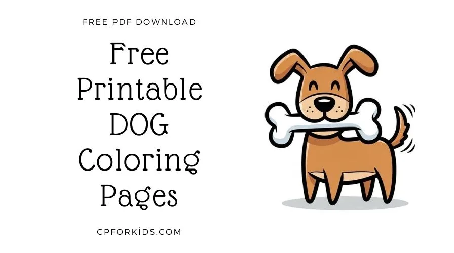 A cute coloring page of a dog holding a bone in its colorful and cute mouth.