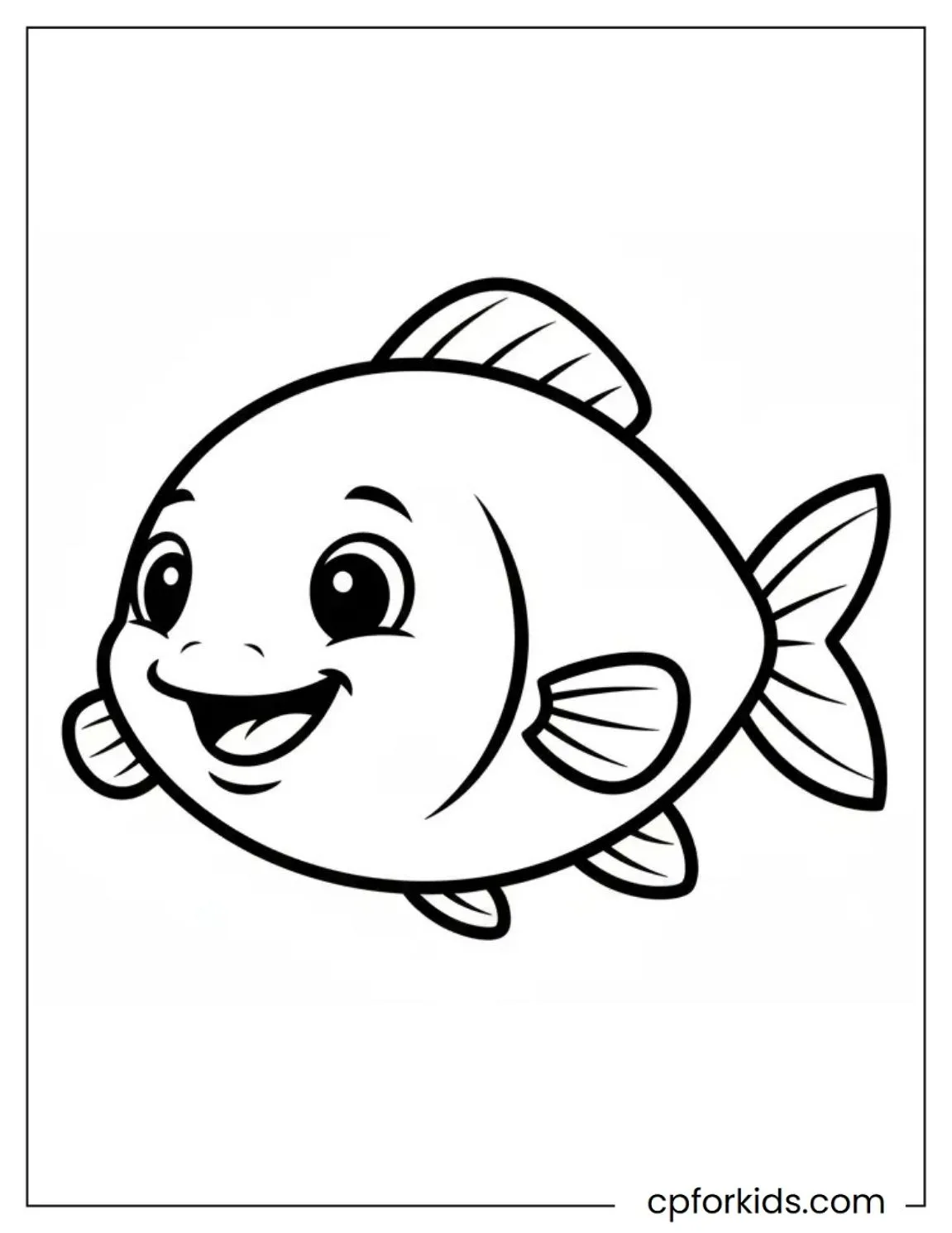 Simple smiling fish with thick rounded outlines