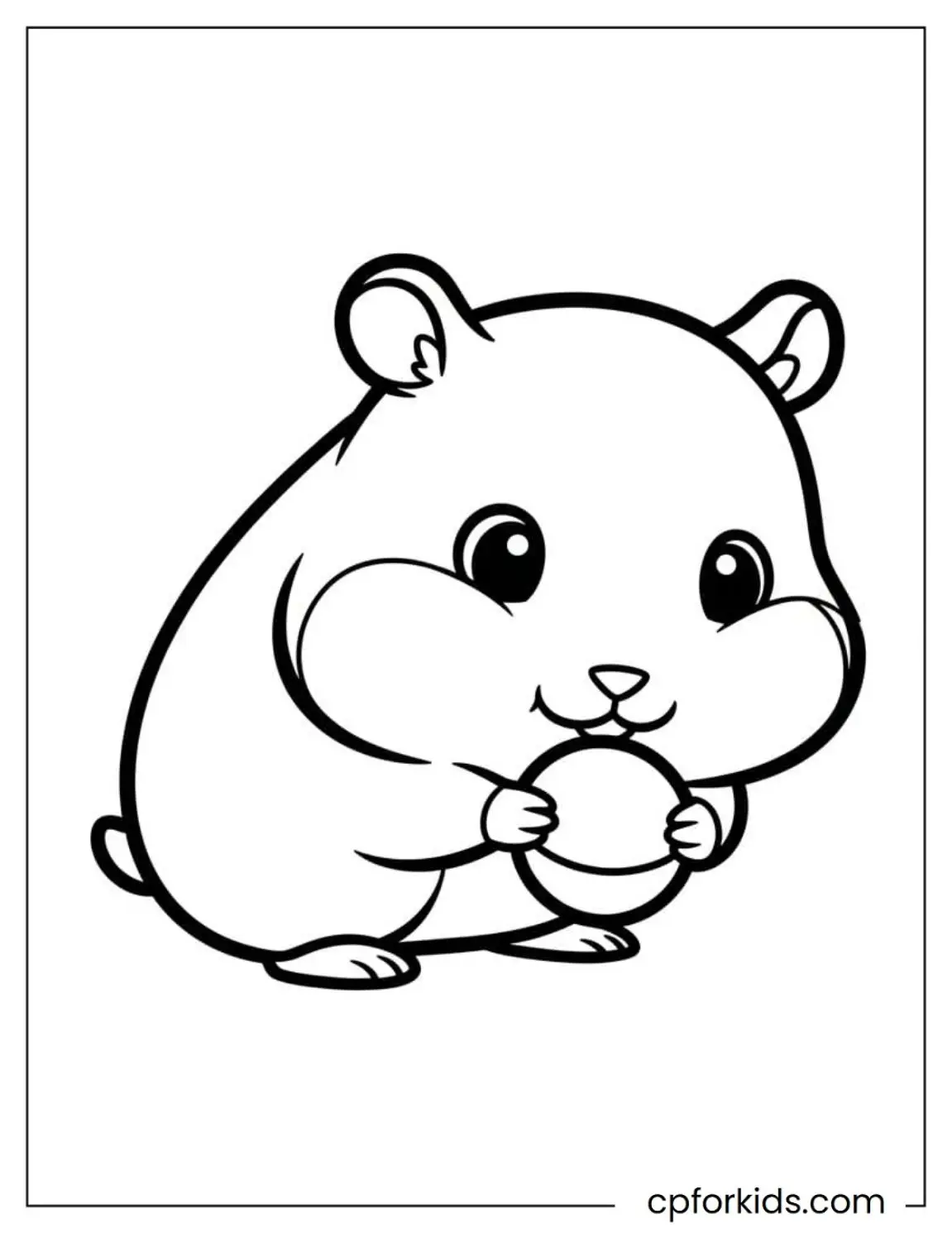 Hamster sitting with small ball between paws