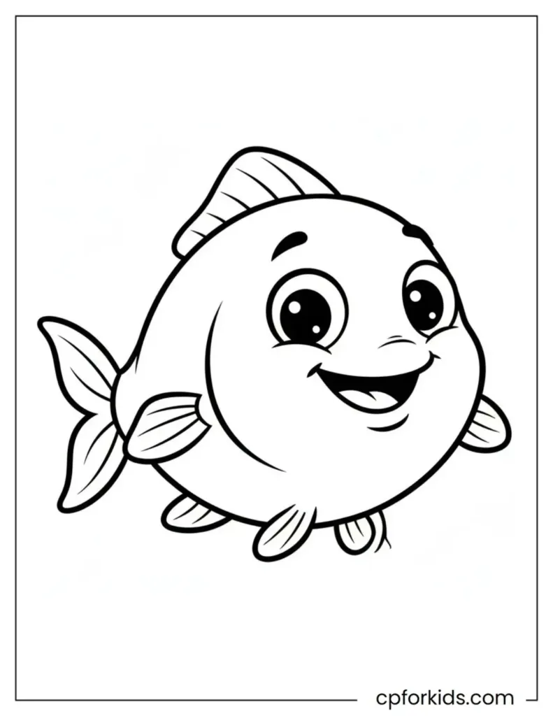 50+ Free Printable Fish Coloring Pages for Kids & Adults (PDF Download) 7 A cute fish coloring page with a cheerful smiley face.
