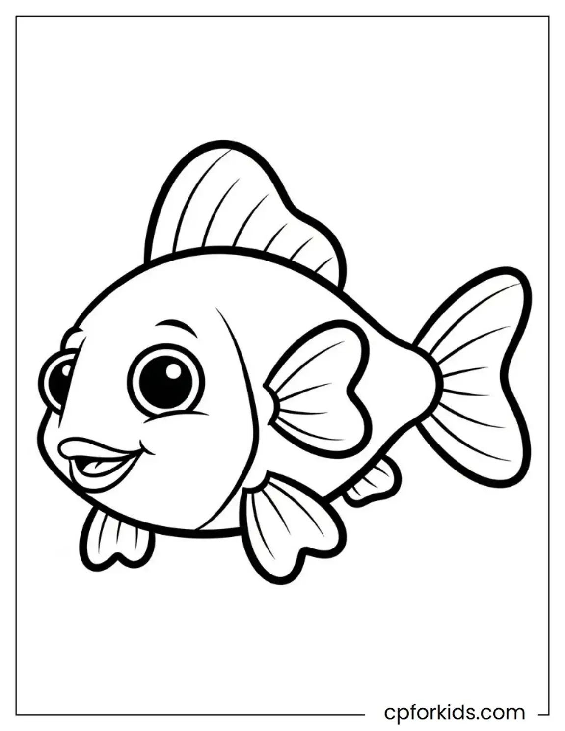 Cute fish with heart-shaped fins and tail