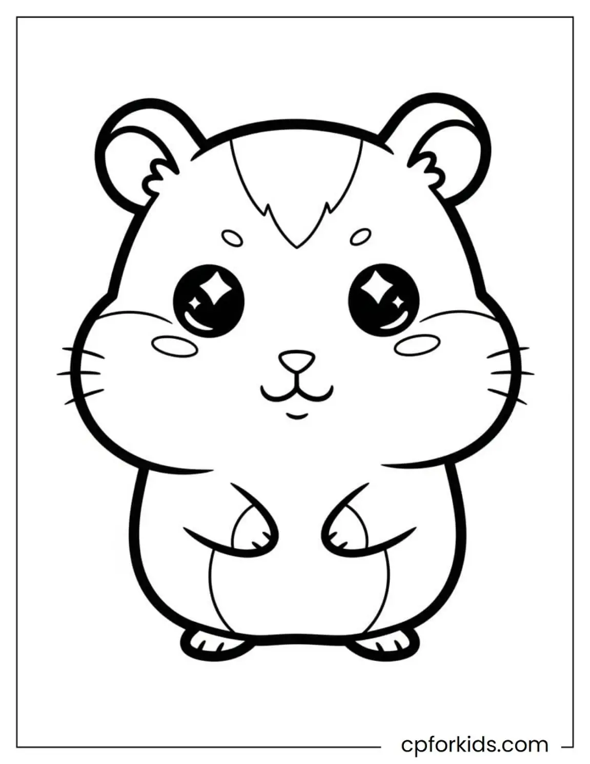 Round kawaii hamster with large sparkling eyes