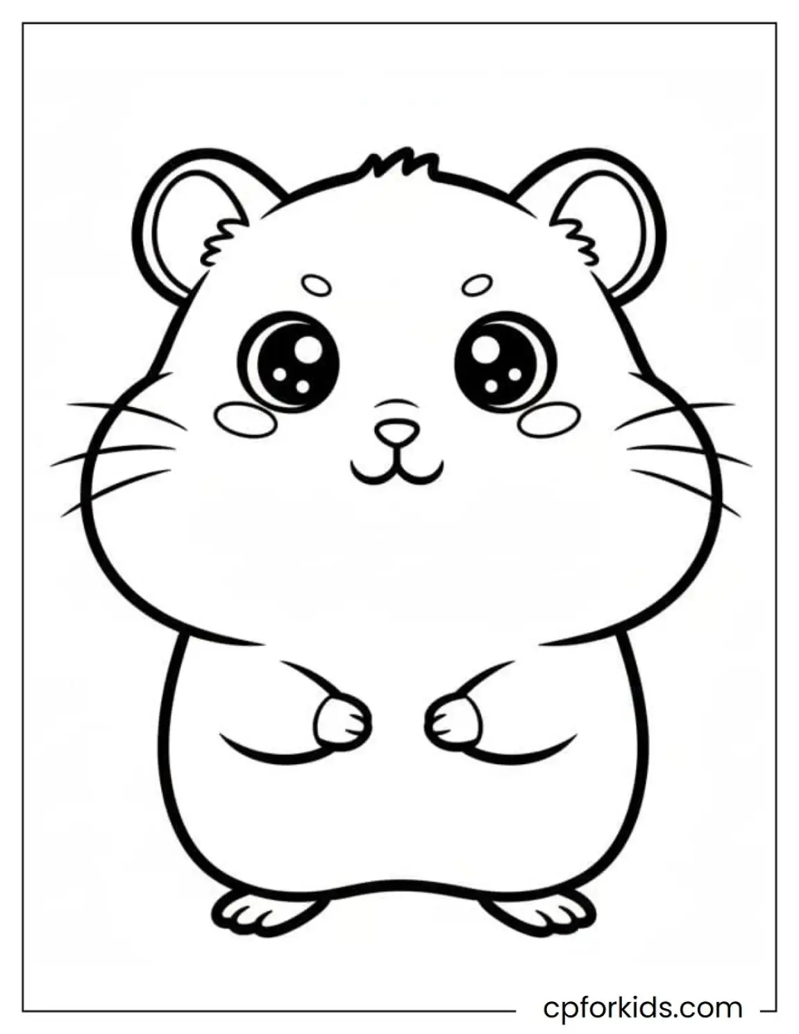 Big-eyed hamster sitting with tiny front paws