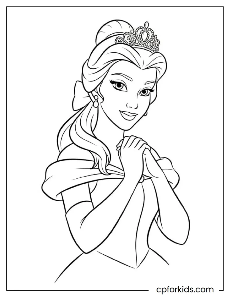 Princess Belle wearing a crown portrait drawing for her fans.