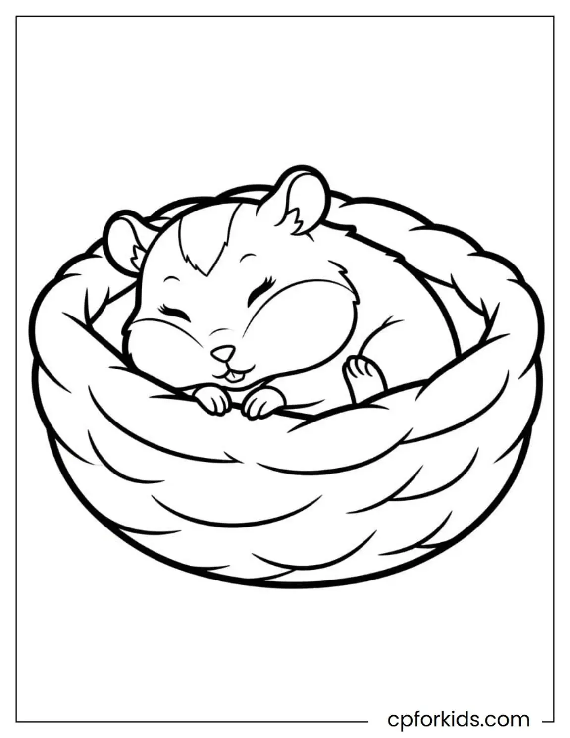 Baby hamster sleeping inside a woven basket