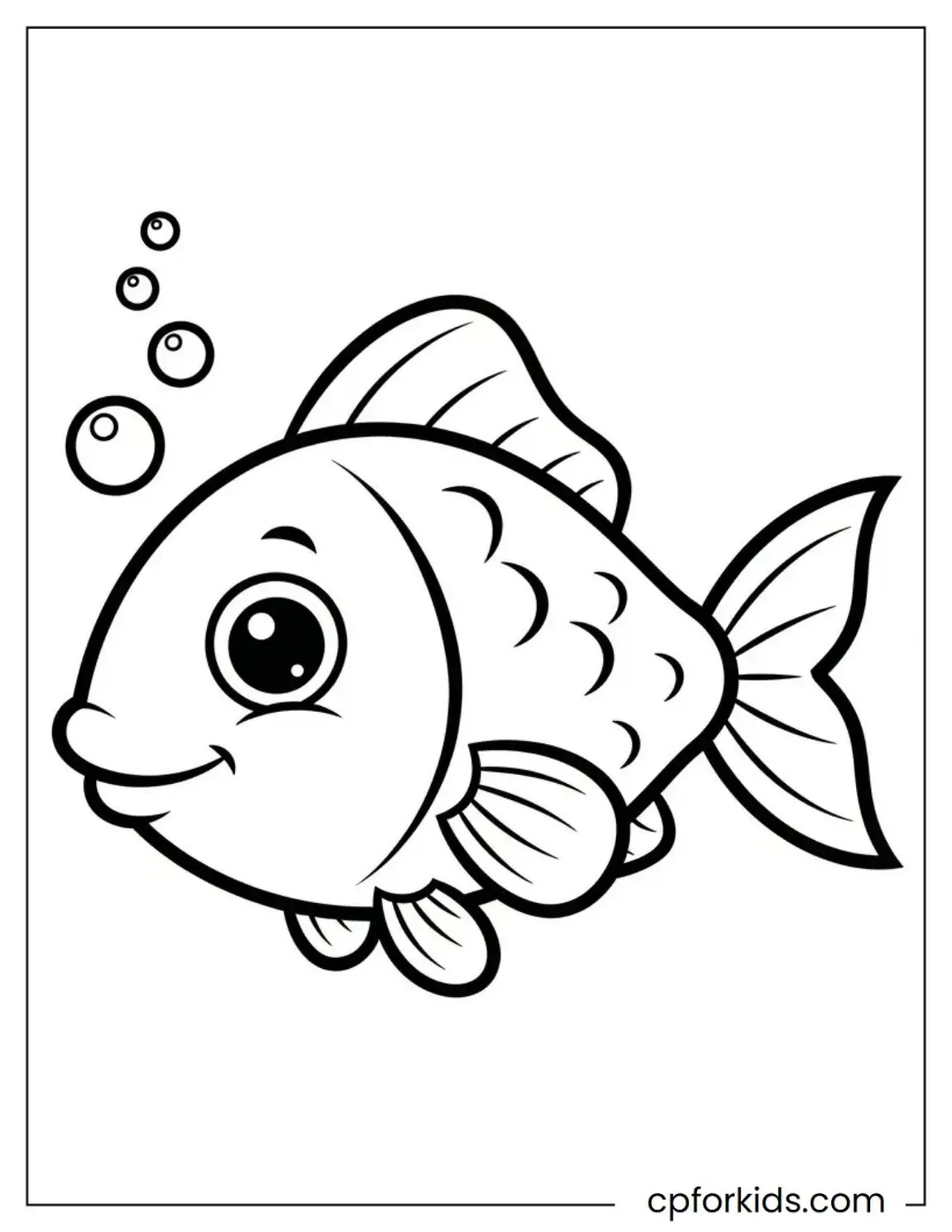 Small fish with scales blowing round bubbles