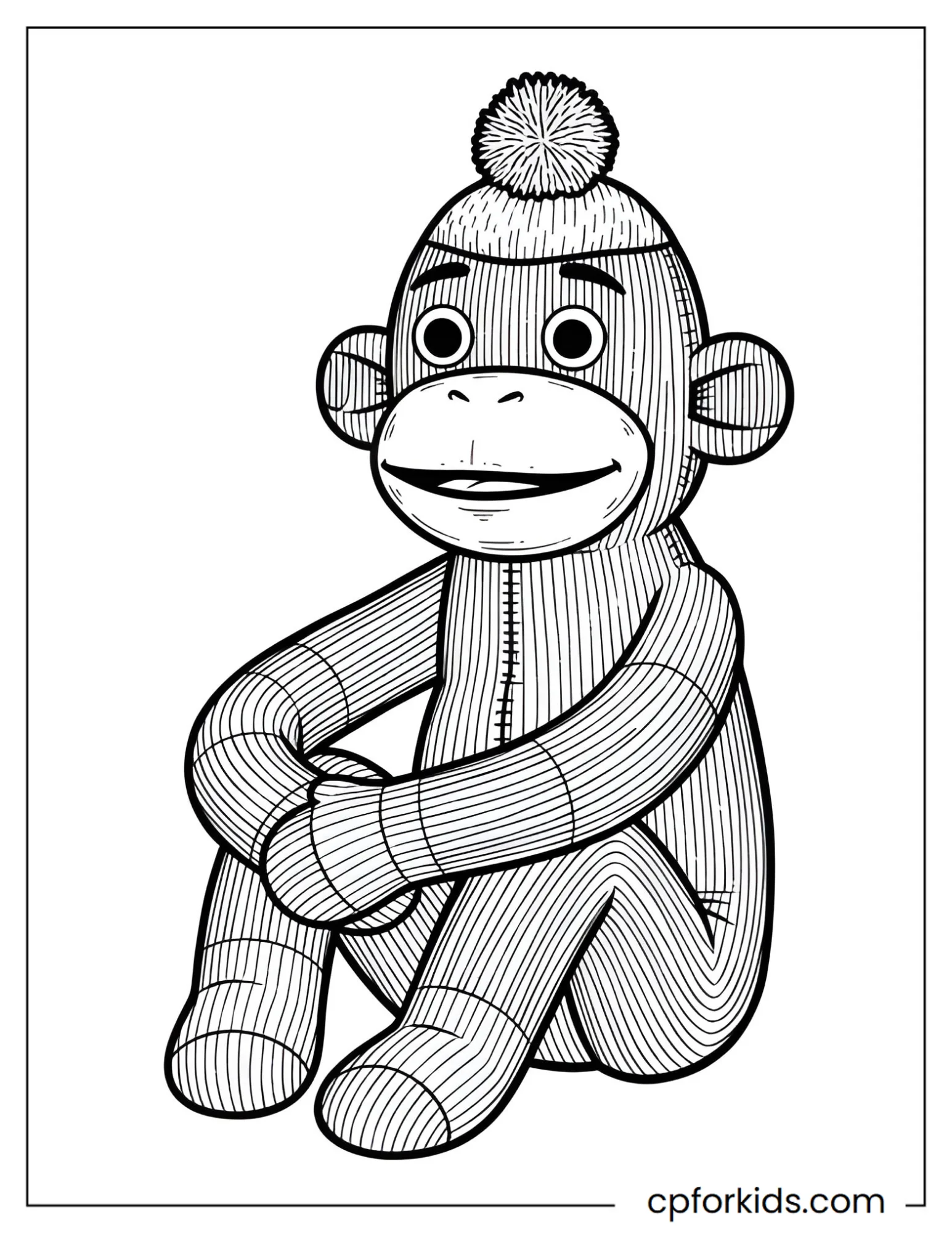 Sock monkey toy with long arms and legs